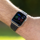 The face of a smart watch showing details from the BeaGL app
